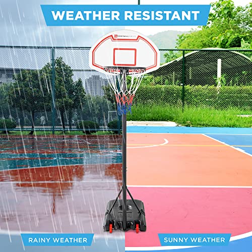 Kids Adjustable Portable Basketball Hoop Set - White, 70.5-82.3 Inch Height
