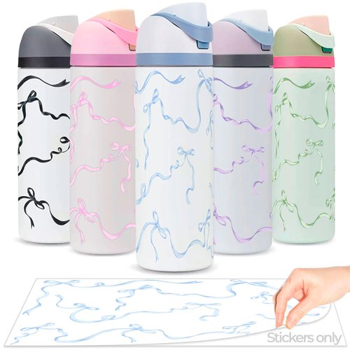 Kaitiaki Bows Stickers for Custom Owala Accessories - Cute Tumbler Decals, Fits 24oz Urban Outfitters Owala Bottles (Bubble Bliss Bow, Blue)