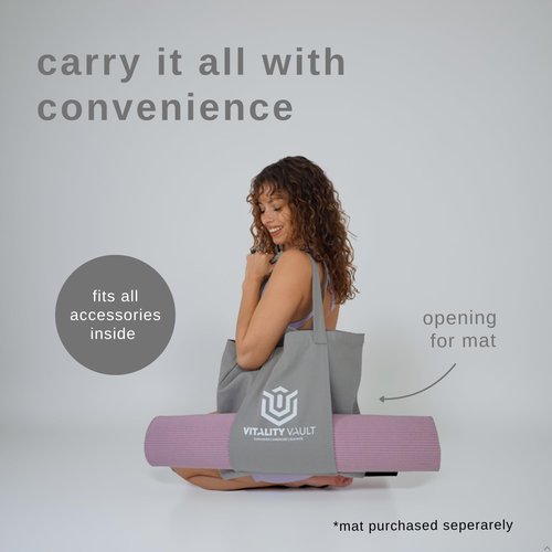 Vitality Vault Pilates Pro Power Pack - Workout Essentials - 2.2lb Hand Weights, 2.2lb Ankle Weights/Wrist Weights, Resistance bands, Pilates Ball, Canvas Tote Bag - For Beginners or Advanced - Home or Gym/Studio Use. (Lavender)