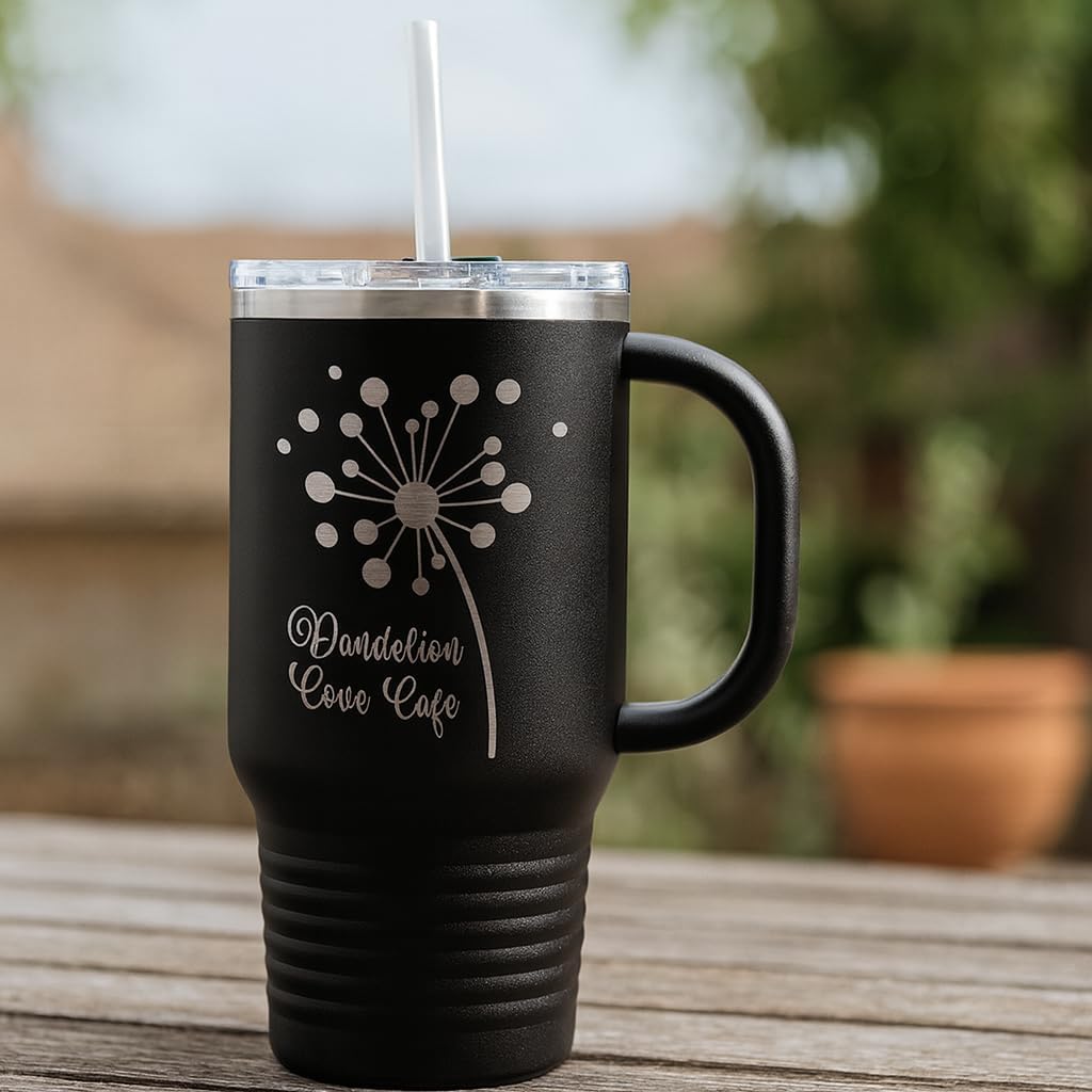 Skiennix 32oz Personalized Tumbler - Custom Engraved Travel Cup With Handle, Lid & Straw