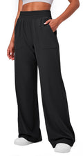 Ewedoos Wide Leg Pants Woman Lightweight Sweatpants Travel Track Work Yoga Dress Pants High Waisted with Pockets Casual Black