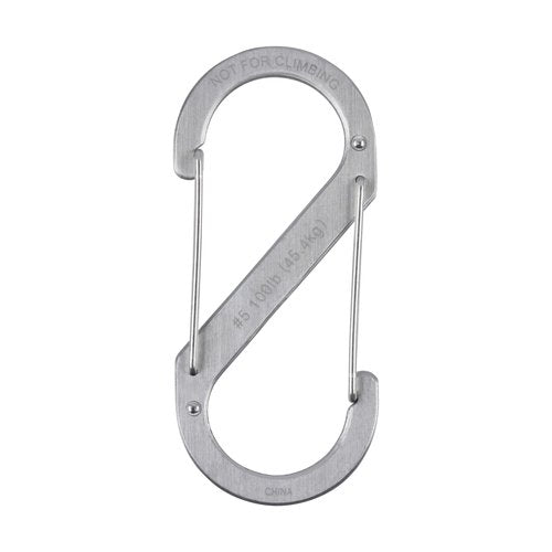 Nite Ize S-Biner Stainless Steel Dual Carabiner - Multi Purpose Dual Carabiner Clip - Great for Camping Supplies & Hiking Essentials - Secure Key Holder - Size 5, Stainless Steel (4 Pack)