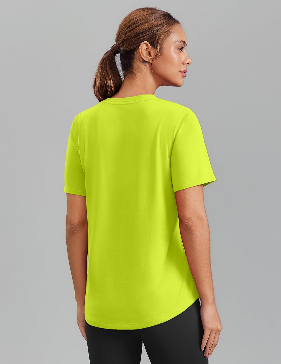 PINSPARK Soft Workout Tops for Women - Short Sleeve V-Neck, Moisture-Wicking, UPF 50+ Sun Protection, Quick Dry Gym Shirt