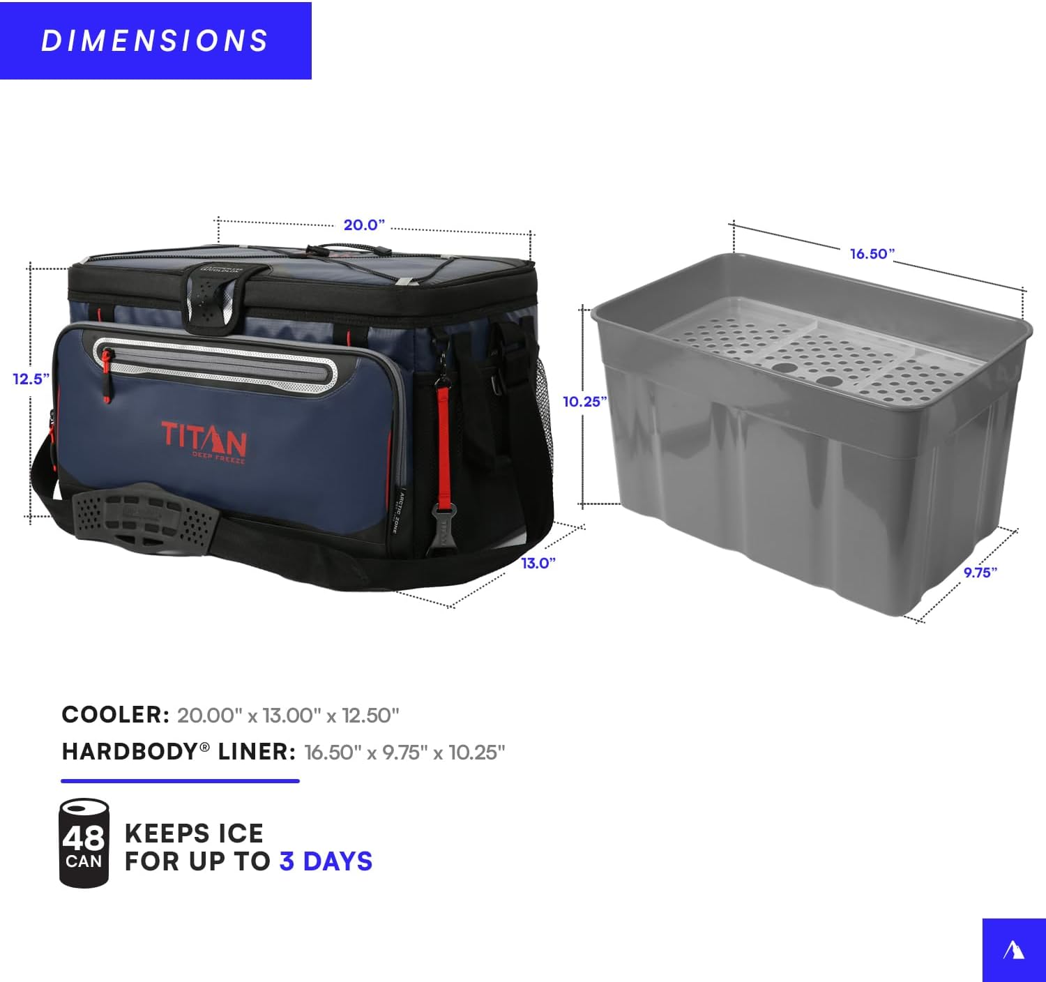 Titan by Arctic Zone Deep Freeze Cooler - Zipperless Hardbody Design with Superior Insulation & SmartShelf