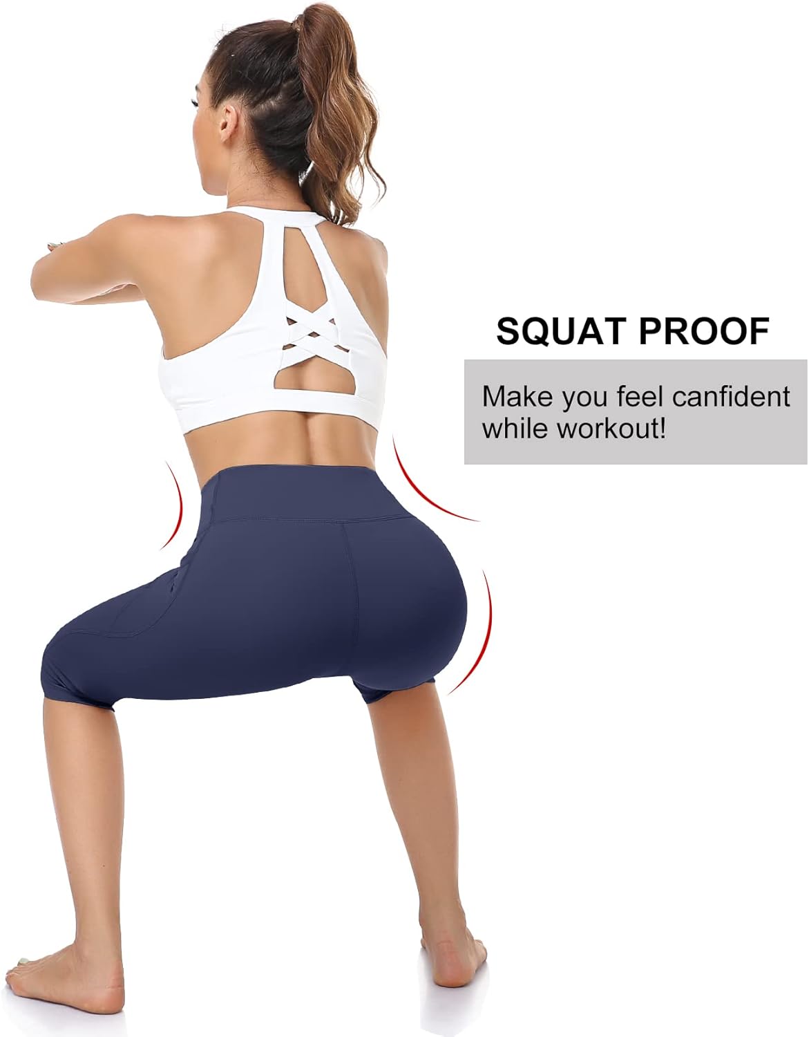 RIMLESS 7 Women's High Waist Leggings - Cotton Yoga Pants with Pockets for Athletic Workouts | Capris