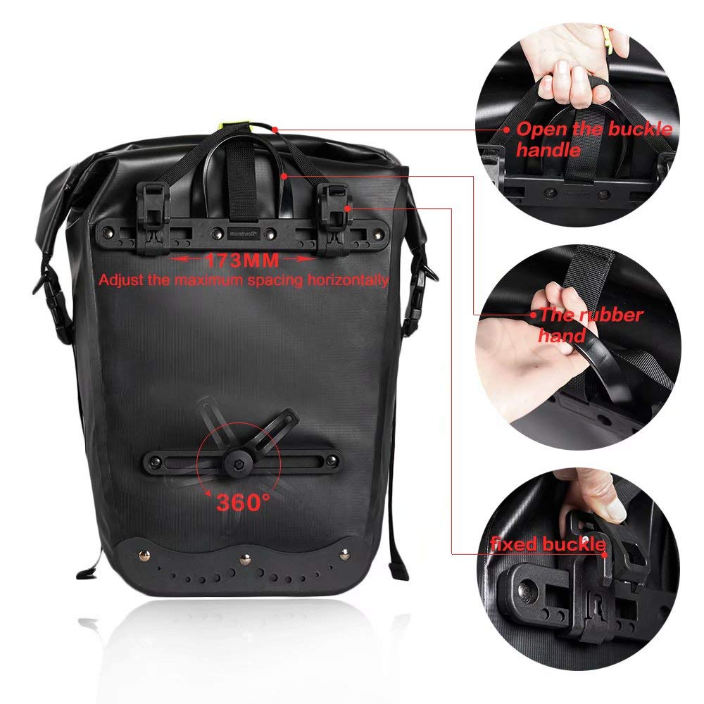 Rhinowalk Bike Pannier Bag 25L Waterproof Laptop Bicycle Rear Rack Bag Storage Saddle Bag Shoulder Bag Backpack