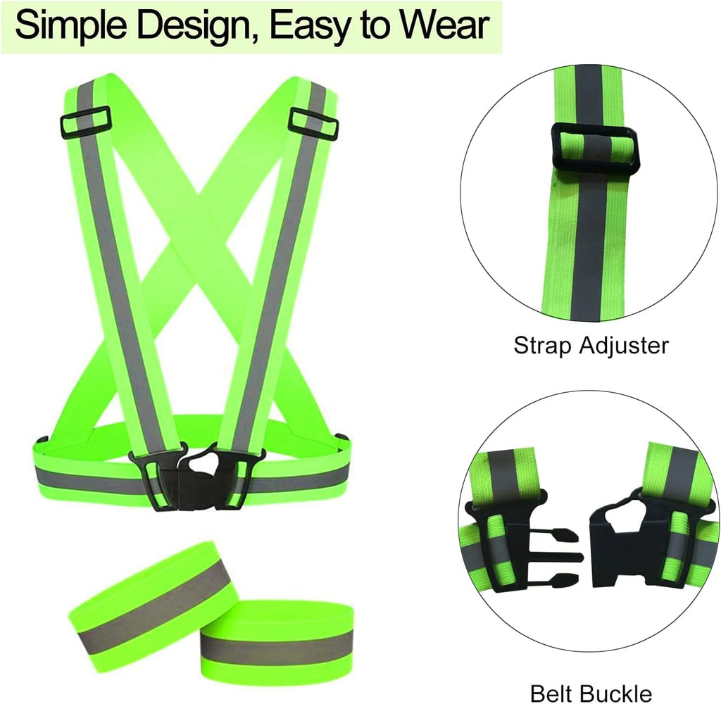 Skiennix Adjustable Running Reflective Vests - High Visibility Safety Gear | 2 Pack for Night Running & Biking