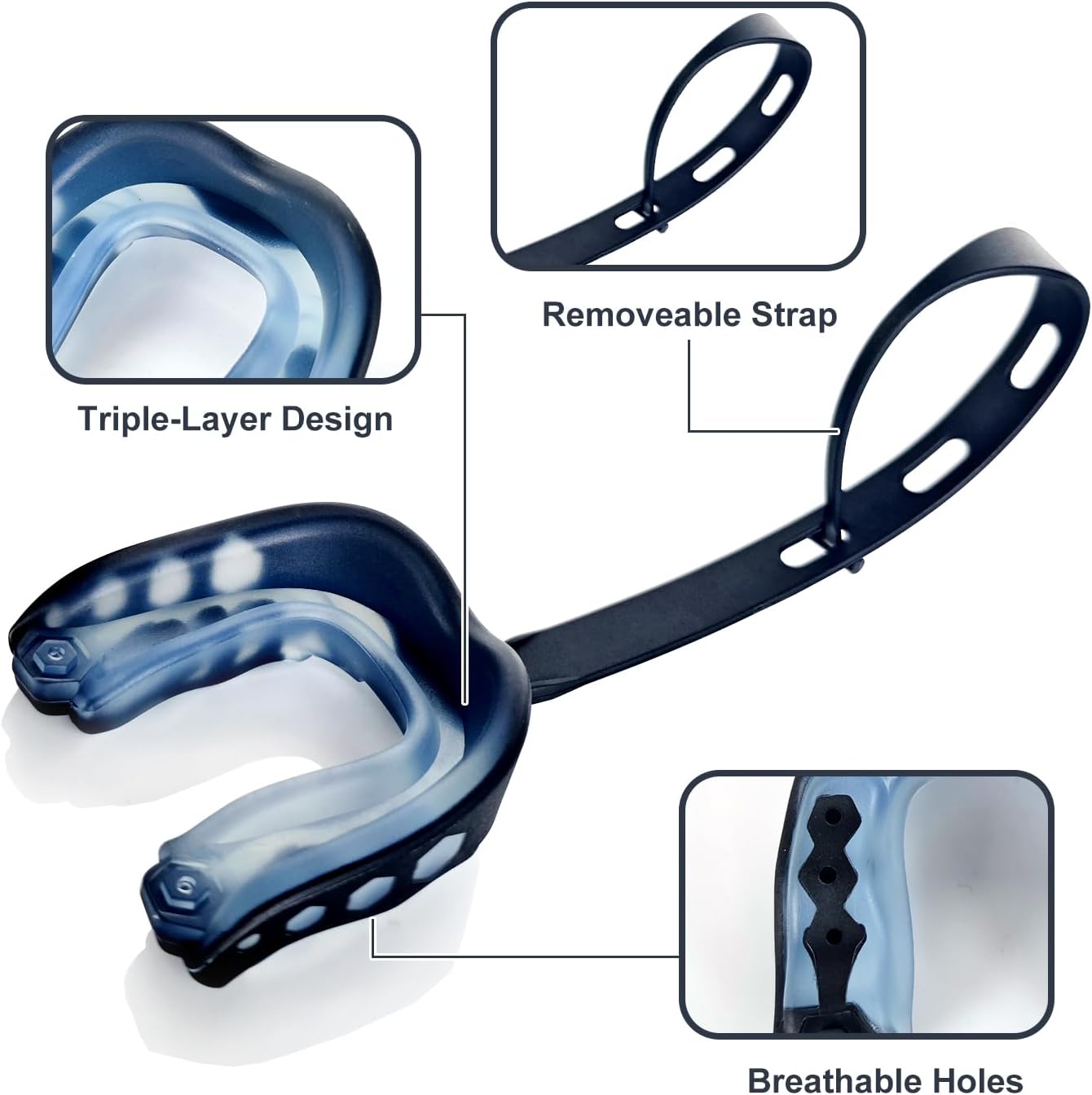Skiennix Youth Football Mouth Guard - 2 Pack with Strap & Case | Ideal for Sports & MMA, Youth Size