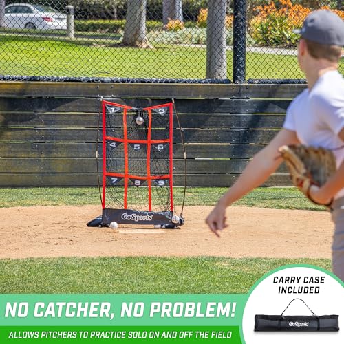 GoSports Red Baseball & Softball Strike Zone Pitching Net - Portable Practice Target