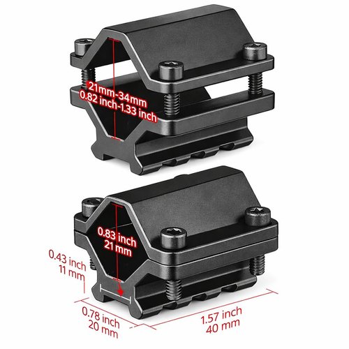 360 Tactical Single Rail Three Slot Barrel Mount Weave Picatinny Weaver Barrel Mount 3 Slot (Barrel Mount & Universal 21mm Weaver Rail)