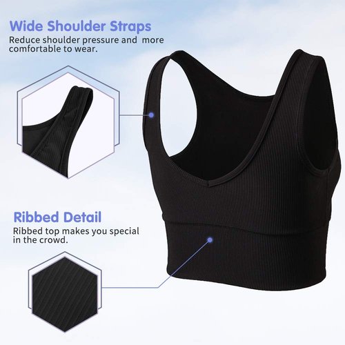 Workout Crop Tank Tops for Women Solid Comfort Sleeveless Shirts for Casual Sports Fitness Yoga Reversible Ribbed Tops Black XL