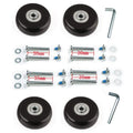 F-ber Luggage Suitcase Wheels with ABEC 608zz Bearings, 45mm Inline Outdoor Skate Replacement Wheels, Set of 4 (Black, OD45mm x H18mm x ID6mm/1.77" x 0.7" x 0.24")