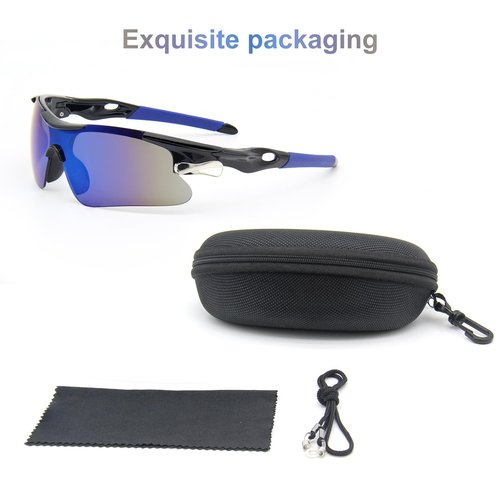 ZOSIMP Unisex Sports Sunglasses UV400 Protection Shatterproof Lenses Windproof Lightweight Frame for Running Cycling Mountain Climbing Outdoor Activities (Blue)