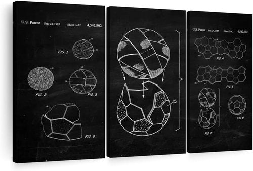 ElephantStock Soccer Ball Canvas Art - Multi-Piece 3 Panel Decor for Boys - 50" X 32" Sports Wall Art