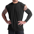 GINTPK Men's Crewneck Sleeveless Athletic Tank Top Performance Workout Muscle Tees Cotton Gym Cutoff Shirt Oversize Black Sleeveless T Shirts XL