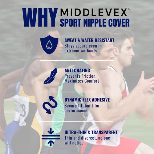 Middlevex Medium Pack Active PLUS Unisex Sport Nipple Cover - Anti-Chafing Disposable Sweatproof Men Women Sports Workouts (Plus, 65, Pairs) Beige