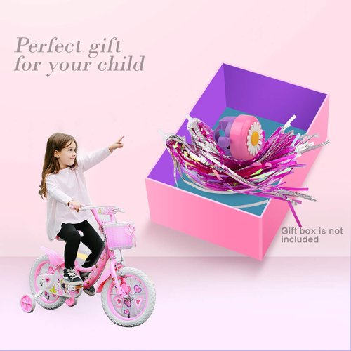 U-LIAN Kids Bike Bell and Streamers for Girls-1 Pack Bicycle Bell with 2 Pack Handlebar Streamers Scooter Tassels for Children's Bike Accessories