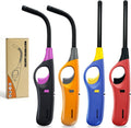 Skiennix Long Neck Lighters - 4 Pack Refillable Butane Candle Lighters for Camping & BBQ