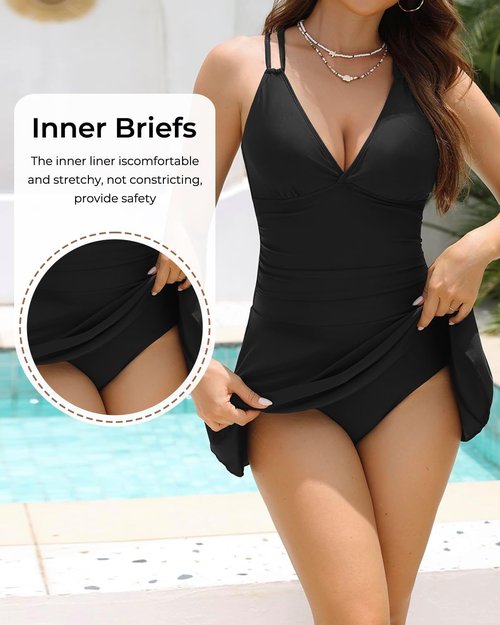 Daci One Piece Swim Dress - Modest Tummy Control Bathing Suit with Ruched Skirt | 2026 Collection