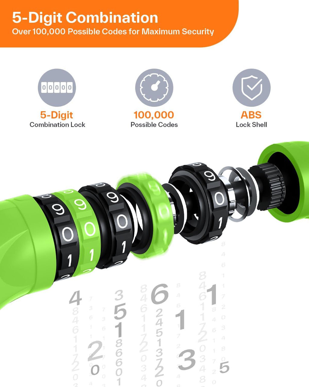 Sportneer Bike Lock - High Security 5 Digit Combination Anti-Theft Chain Lock | 3.2/3.6/4ft Heavy Duty for Bikes, Motorcycles, Scooters, Doors & Gates - 4/6mm Thick, Keyless Design