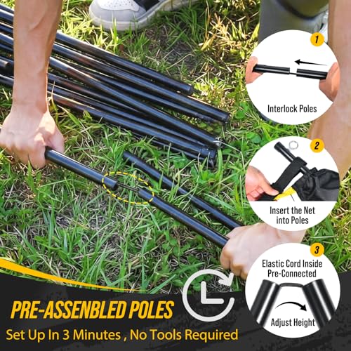 Patiassy Black 3-in-1 Volleyball, Badminton & Pickleball Net Set with Adjustable Heights