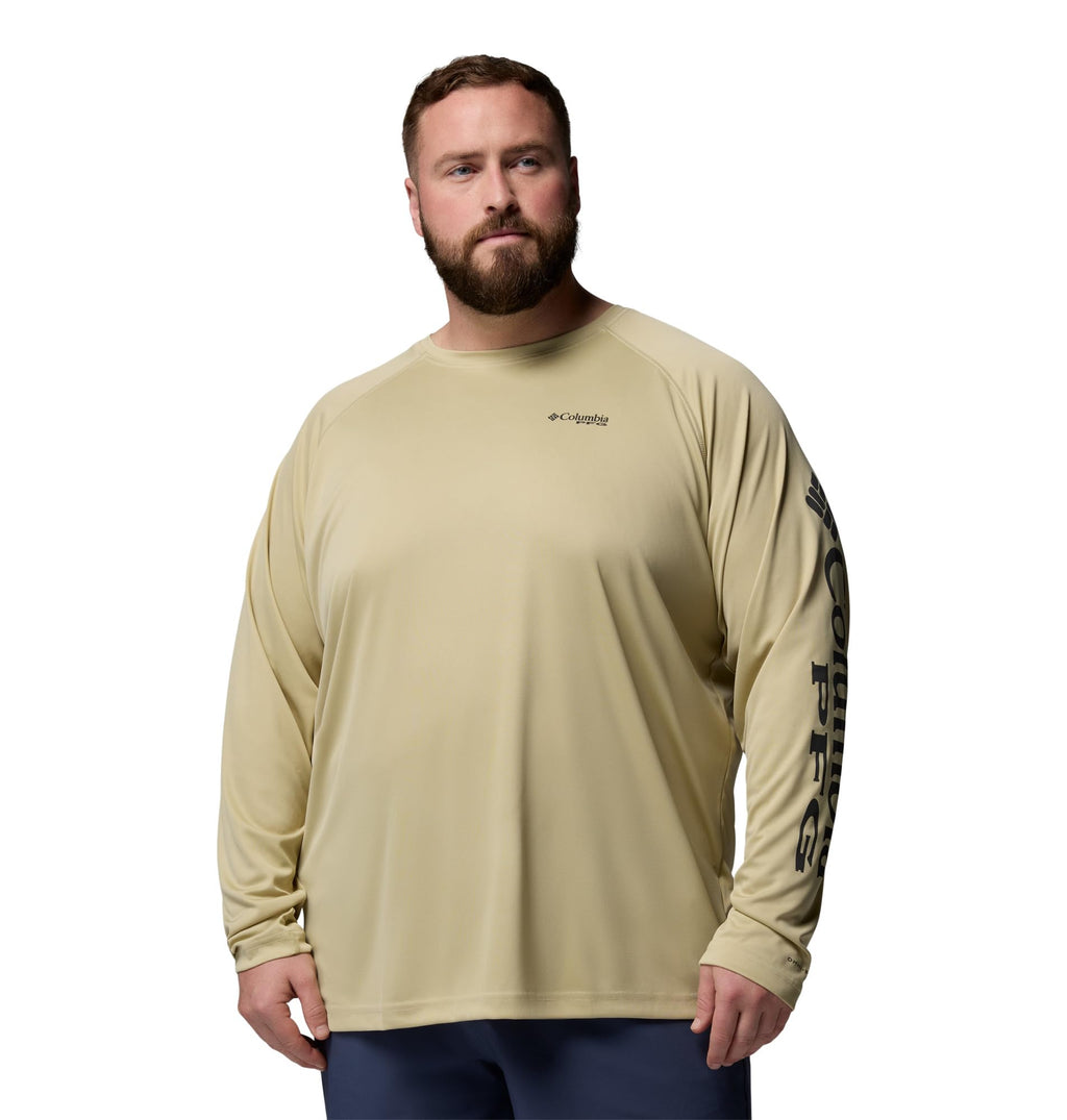 Columbia Men's PFG Terminal Tackle Long Sleeve Fishing Shirt, Serpentine/Shark Logo, 4X Tall