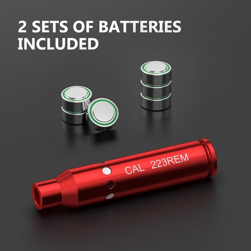 EZshoot Bore Sight Laser - Precision Red Laser Boresighter for 9mm, .223, .30-06, & More | Extra Batteries Included