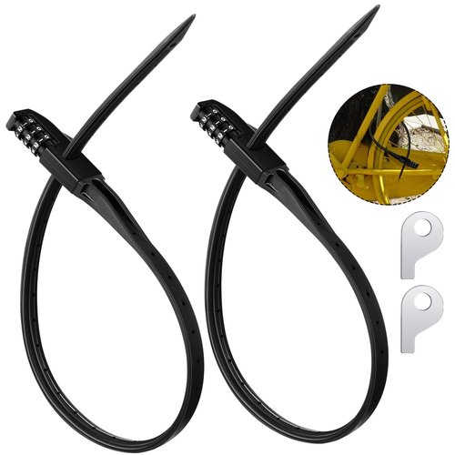 Qunclay Zip Tie Bike Combination Cabinet Refrigerator Locks Bicycle Cable Combo Multi Purpose Security Rack Motorcycle Helmet Lock for Ski French Door Outdoor(Black,2 Pack)