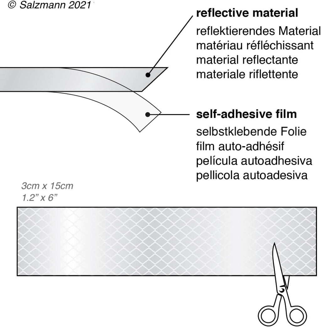 Salzmann Diamond Grade Reflective Stickers - Waterproof All-Weather 3M Material | 4-Pack, White