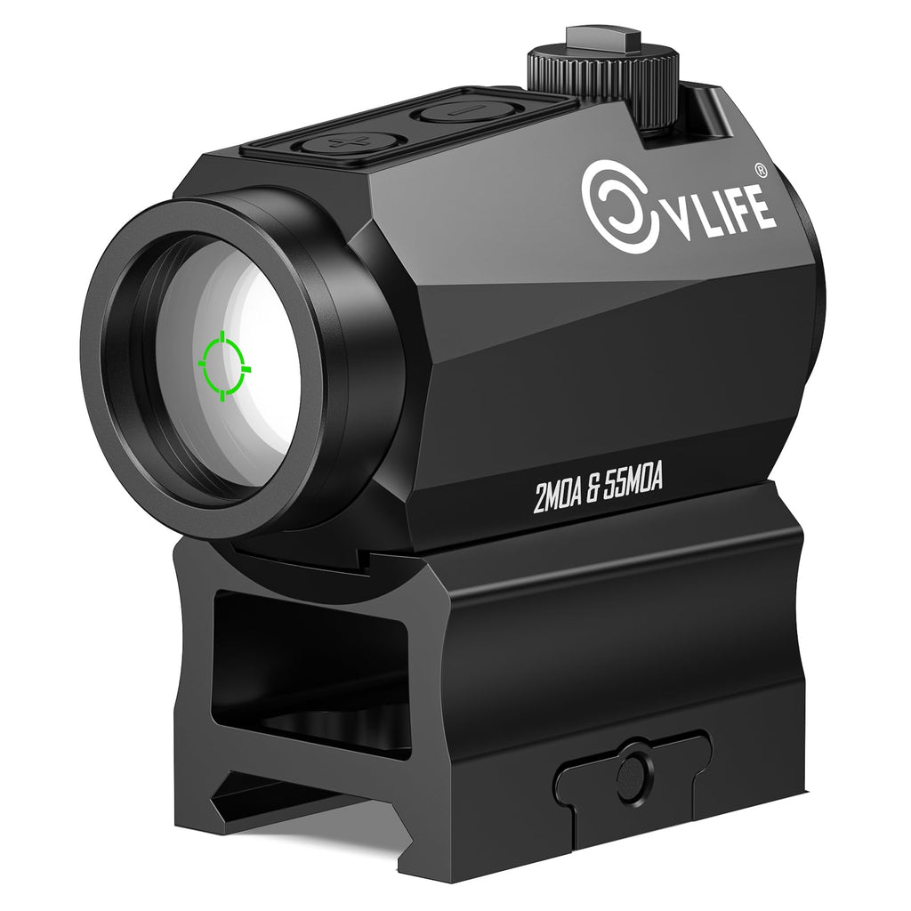 CVLIFE Multiple Reticle 2 MOA Green Dot & 55 MOA Circle, Motion Awake Green Dot Sight 50,000H Battery Life, 1x20mm Optics Scope Sight with Absolute Co-Witness Riser and Low Mount for 21mm Picatinny