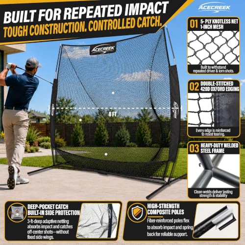 8x7 ft Heavy Duty Portable Golf Practice Net for Backyard & Indoor Training