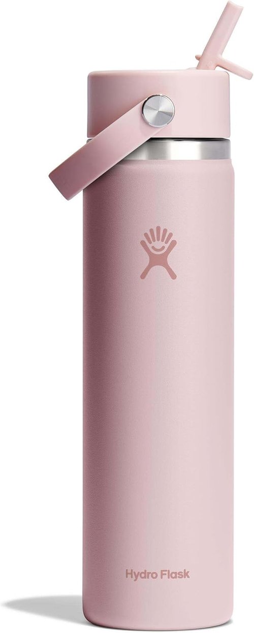 Hydro Flask Water Bottle - Insulated Stainless Steel - Wide Straw Lid, Non Spill, Leakproof in 24 Oz Trillium Pink