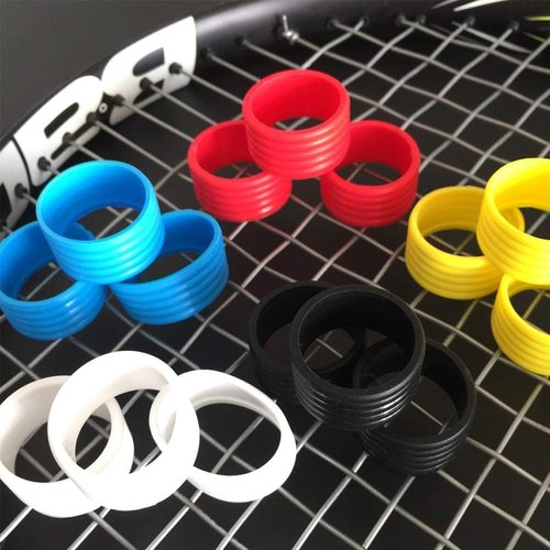 Juroicessry 5Pcs Red Racket Handle Rubber Ring Stretchy Tennis Racquet Band Overgrips Racquetball Equipment