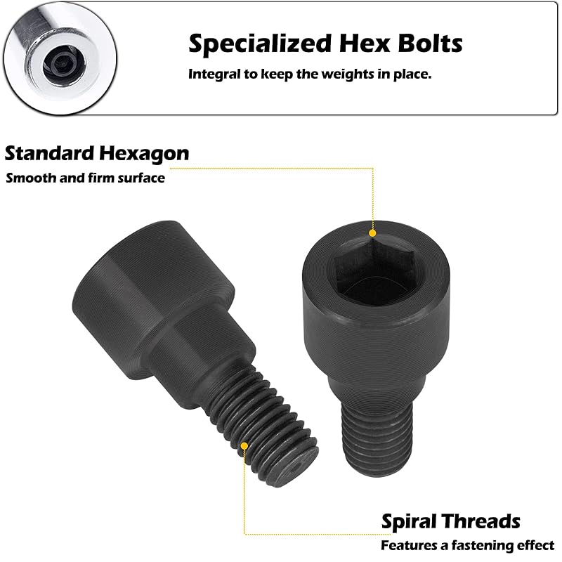 Replacement Hex Bolts for Olympic & Curl Bars with 12mm Wrench