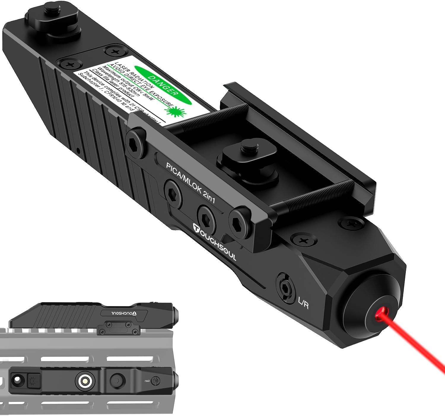 TOUGHSOUL Tactical Rifle Laser Sight - Rechargeable Low-Profile Design with Strobe Function | M-Lok/Picatinny Compatibility