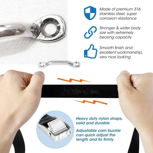 **Battery Tie Down Strap by [Brand Name] - Heavy Duty Hold-Down with Stainless Steel Cam Buckle & Deck Loop Mounts**