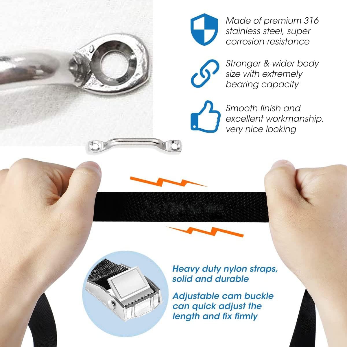 **Battery Tie Down Strap by [Brand Name] - Heavy Duty Hold-Down with Stainless Steel Cam Buckle & Deck Loop Mounts**