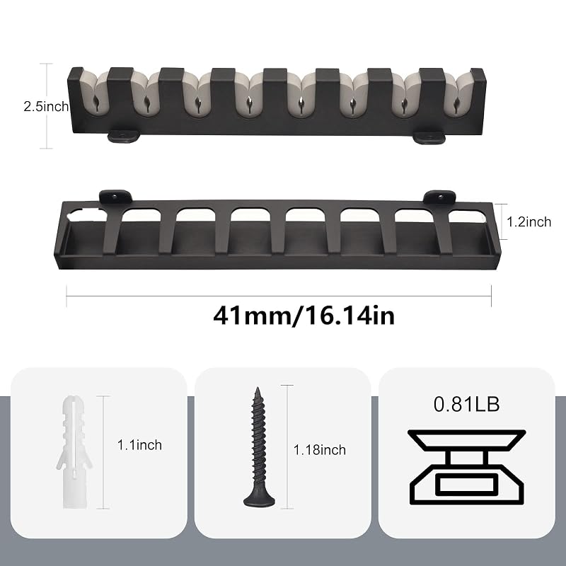 Vertical Fishing Rod Holder Wall Mount - 8 Vertical, Gray/Red, Language LinguaNG