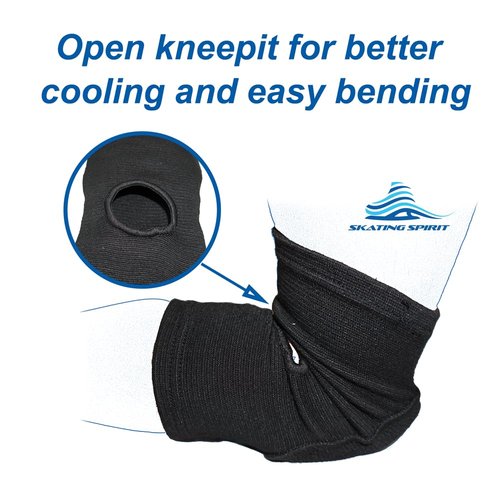 SkatingSpirit Soft Knee Pads Elbow Pads (1 pair) For Dancing Figure Skating Gymnastic, Youth Adult Anti-slip Anti-collision Curved Padding Open Kneepit (L)