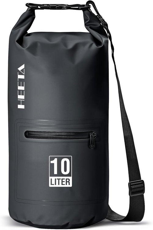 HEETA Waterproof Dry Bag - Lightweight Roll Top Storage with Zippered Pocket | 5L/10L/20L/30L/40L for Travel, Kayaking, Camping