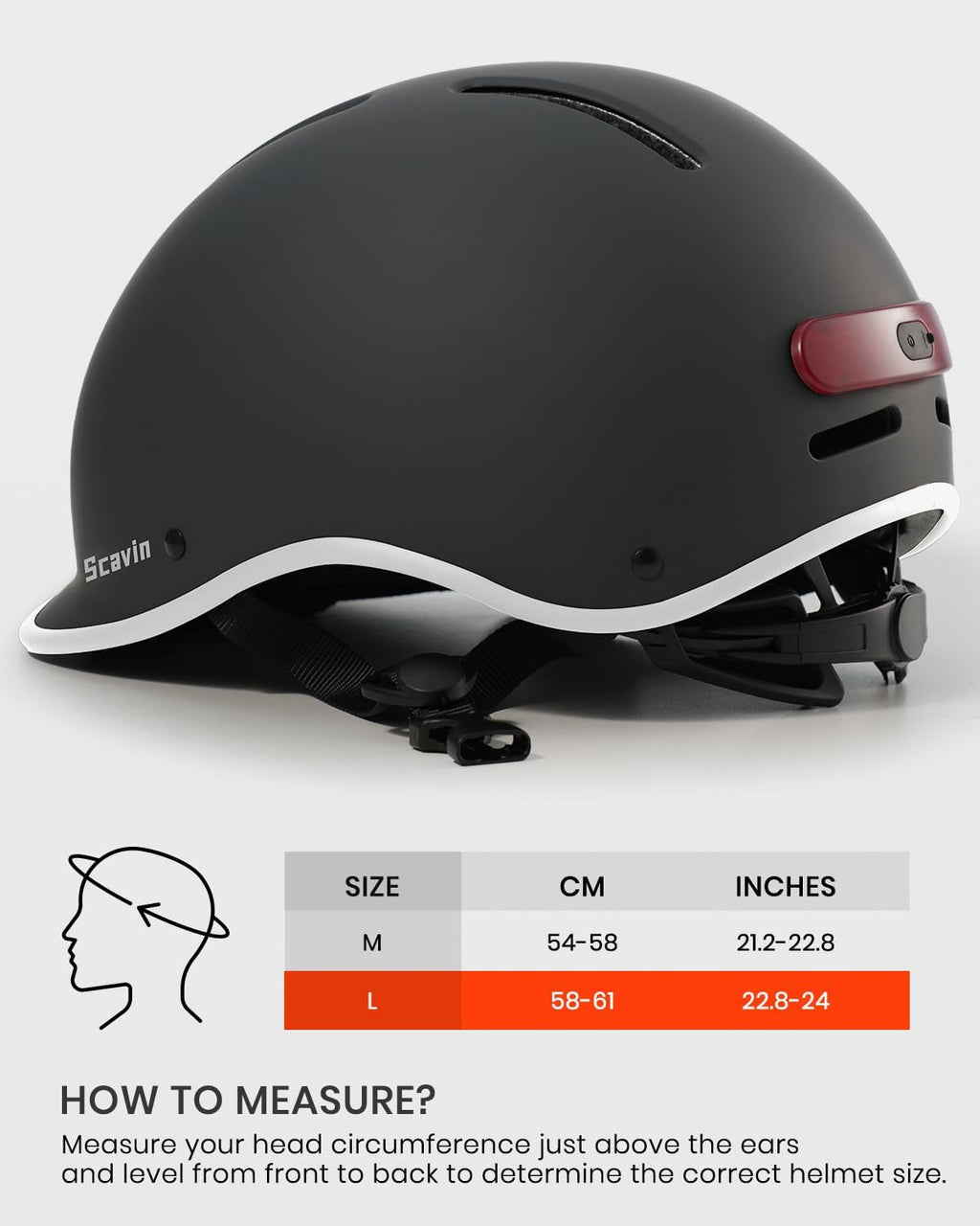 Skiennix Bike Helmet - Adjustable Cycling Safety Helmet with Rechargeable Rear Light | For Men, Women & Youth