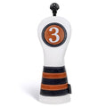 Craftsman Golf Club Covers Set 3 Wood Head Cover Fairway Headcover Leather Golf Head Cover with Stripes Golf Gift for Men/Women 4pcs(135X)