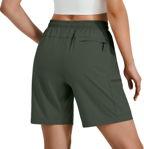 Hugut Women's Lightweight Hiking Cargo Shorts - Quick Dry, Water Resistant with Zipper Pockets | Perfect for Travel & Golf