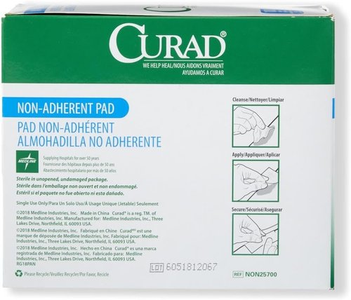 Curad Sterile Nonadherent Pads - Soft, Absorbent Cotton/Polyester | 2" x 3", 100 Count