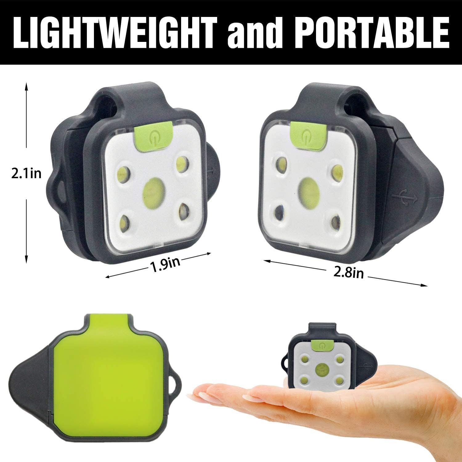 Skiennix LED Running Lights - Rechargeable 2-Pack for Night Safety | Ideal for Camping & Hiking