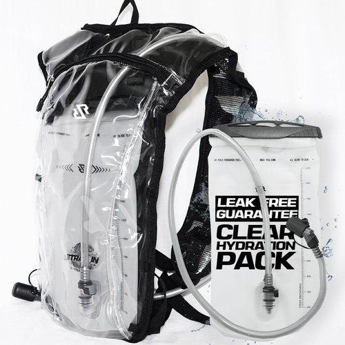 RAVERUNNER® Clear Hydration Pack – Festival-Approved Hydration Backpack Clear with 2L Bladder – Lightweight Clear Water Backpack for Festival Entry – Bounce-Free Clear Hydropack for Raves