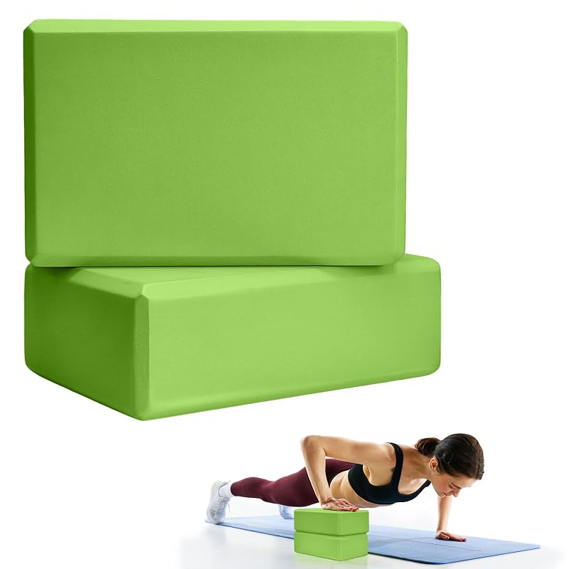 Septo 2 Pcs Yoga Blocks 9x6x3 in EVA Foam Blocks – Green