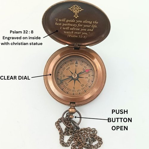 DAYOL'X Psalm 32:8 Engraved Personalized Compass - Baptism Gifts for Boys Girls, First Communion, Best Graduation Gift - Best College Graduation Gift - Religious Jewelry - Personalized Bibles Quote