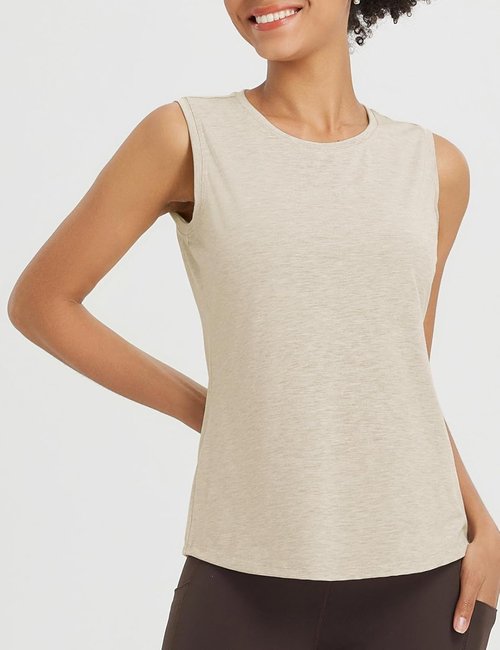 Baleaf Women's High Neck Open Back Workout Tank Top - Loose Fit Athletic Yoga Shirt