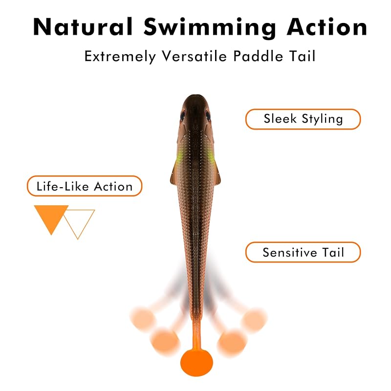 5in 12pcs 0.6oz Shadtale Easy Catch Soft Swimbaits Lures for Bass Trout Redfish (5'', 12 pcs, 0.6 oz)